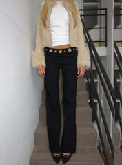 True Grit Eyelet Flare Pants Black