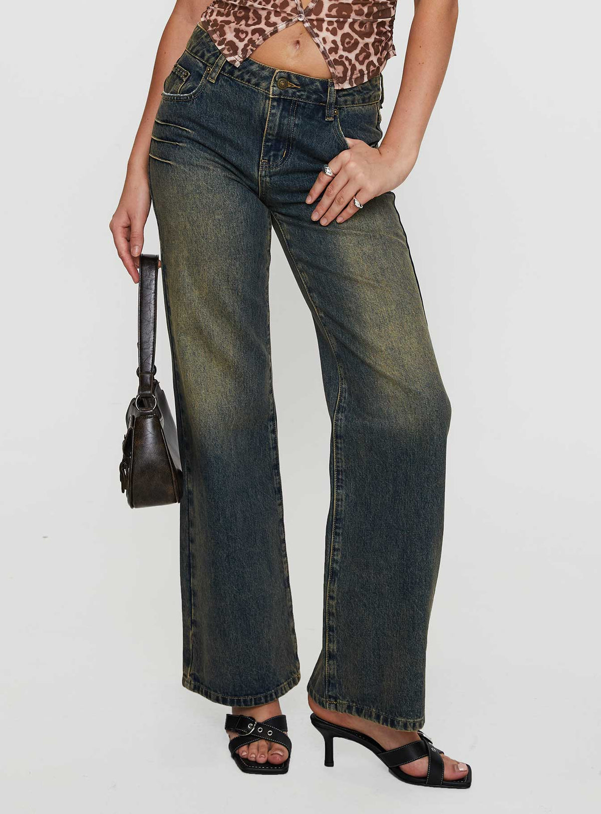 Inverness Pinched Detail Wide Leg Jean Tea
