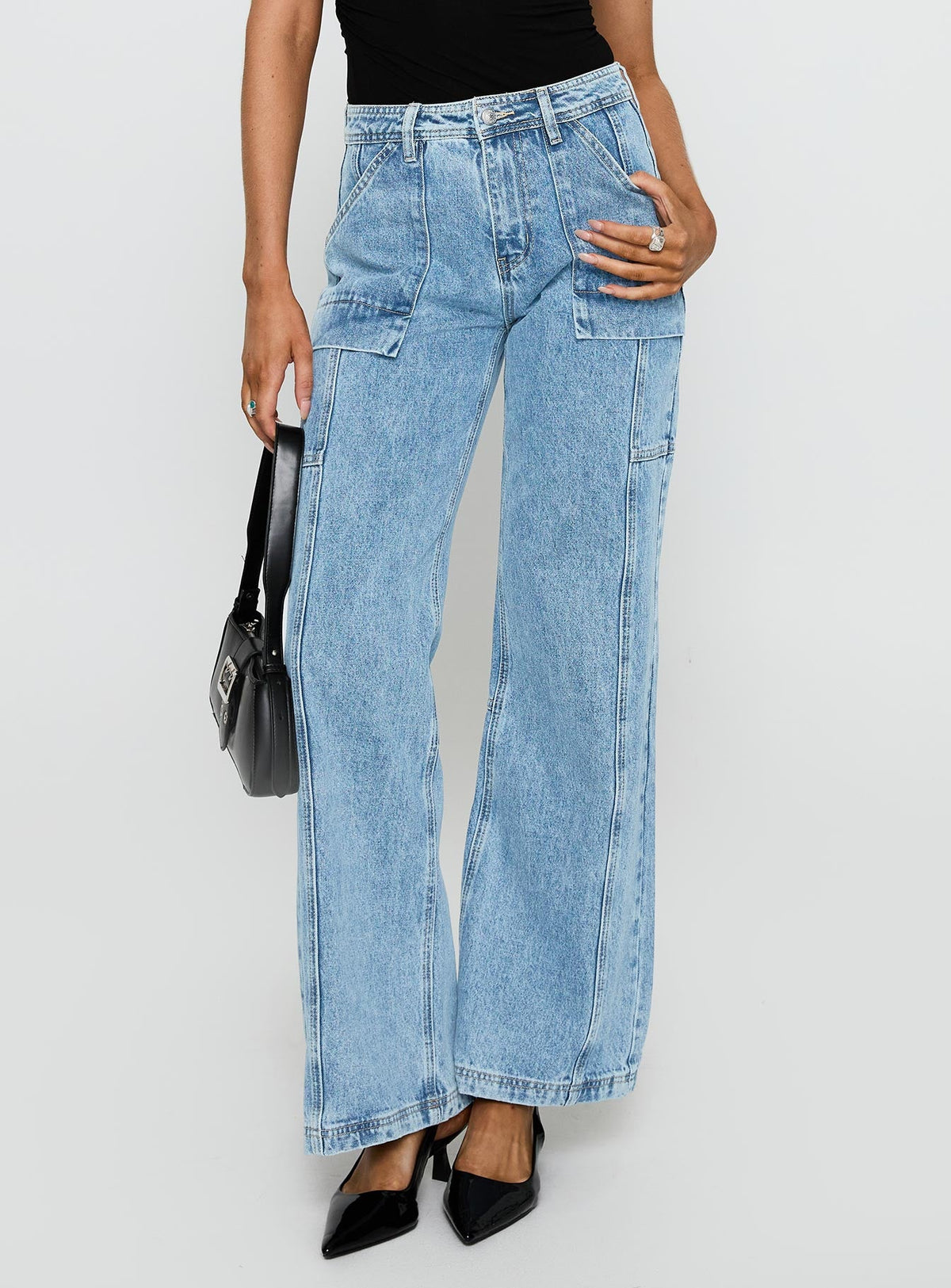 Chad Cargo Jeans Mid Wash Denim
