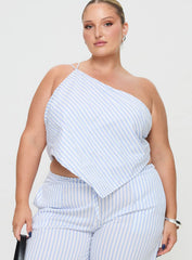 Collied Asymmetric Top Blue / White Stripe Curve