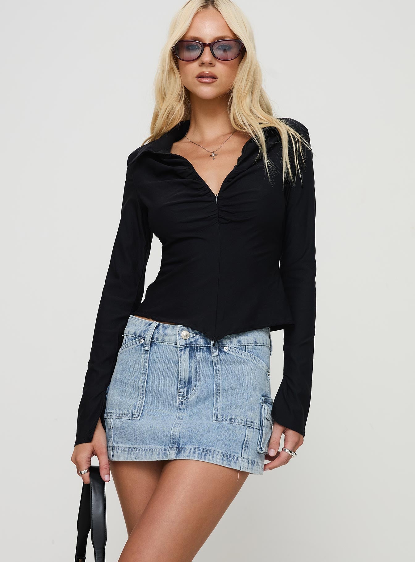 Pacific Coast Denim Cargo Skirt Light Wash