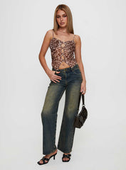 Inverness Pinched Detail Wide Leg Jean Tea