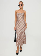 Wallin Maxi Dress Brown Check
