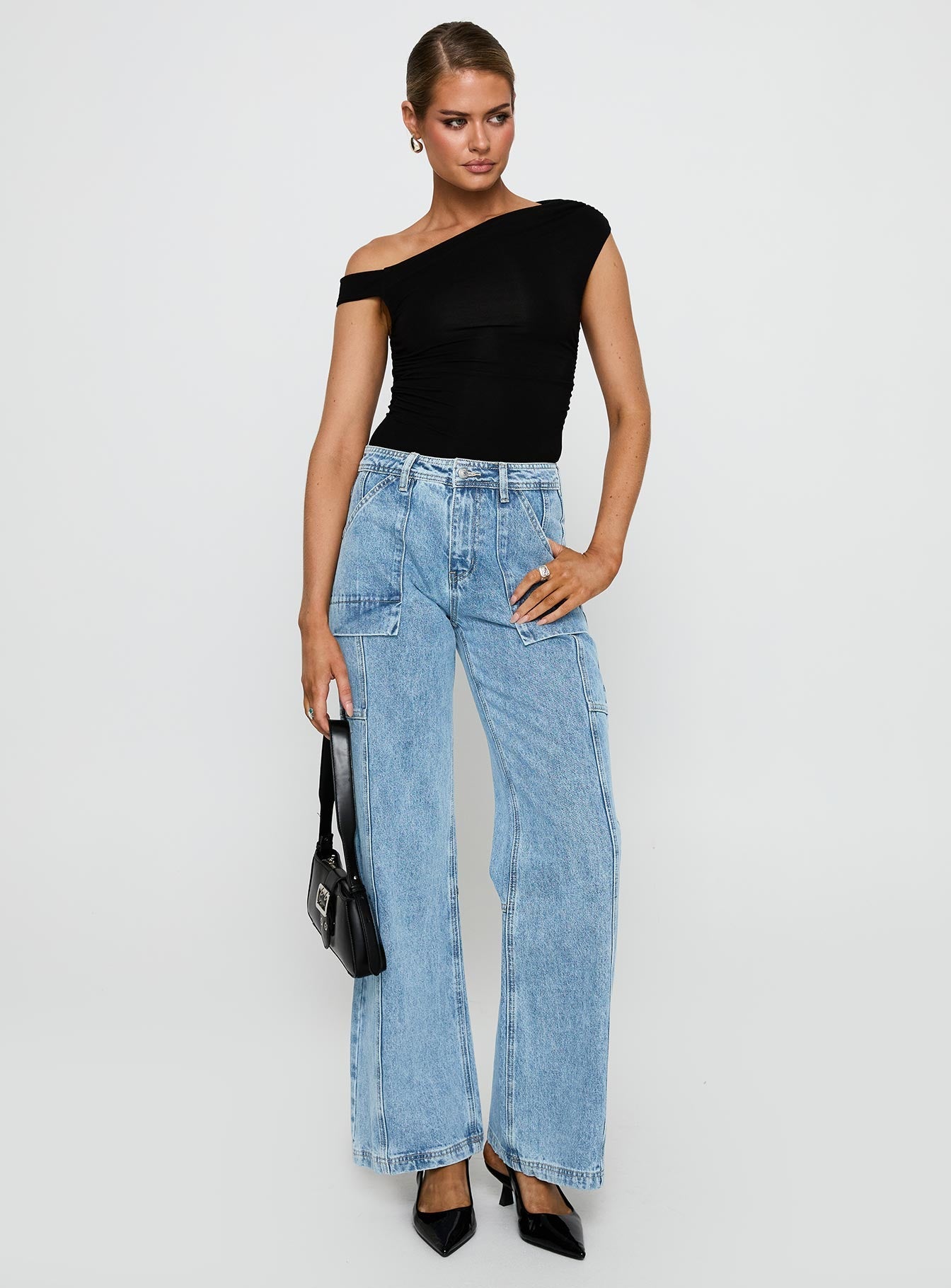 Chad Cargo Jeans Mid Wash Denim