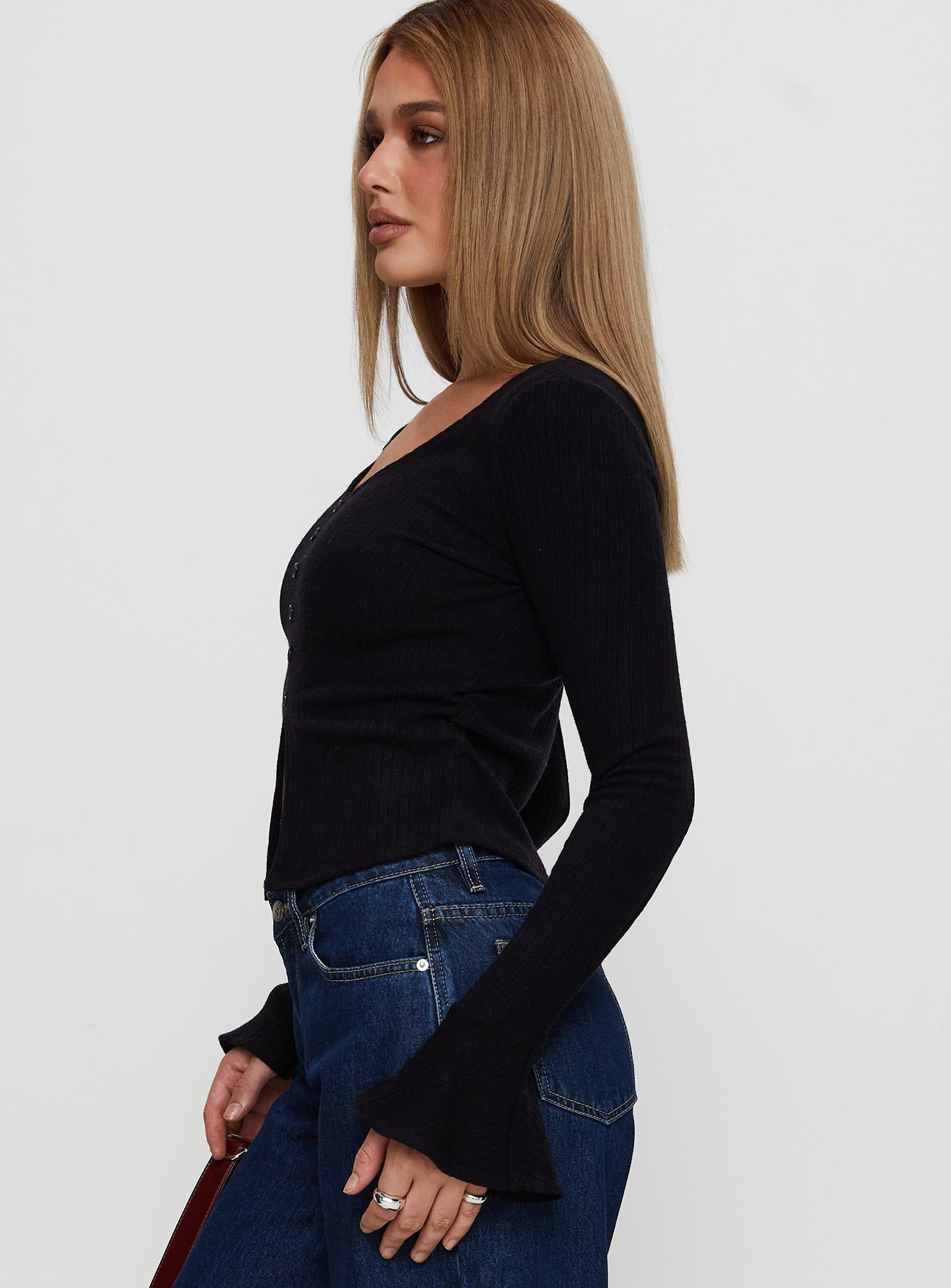 Take My Time Long Sleeve Top Black