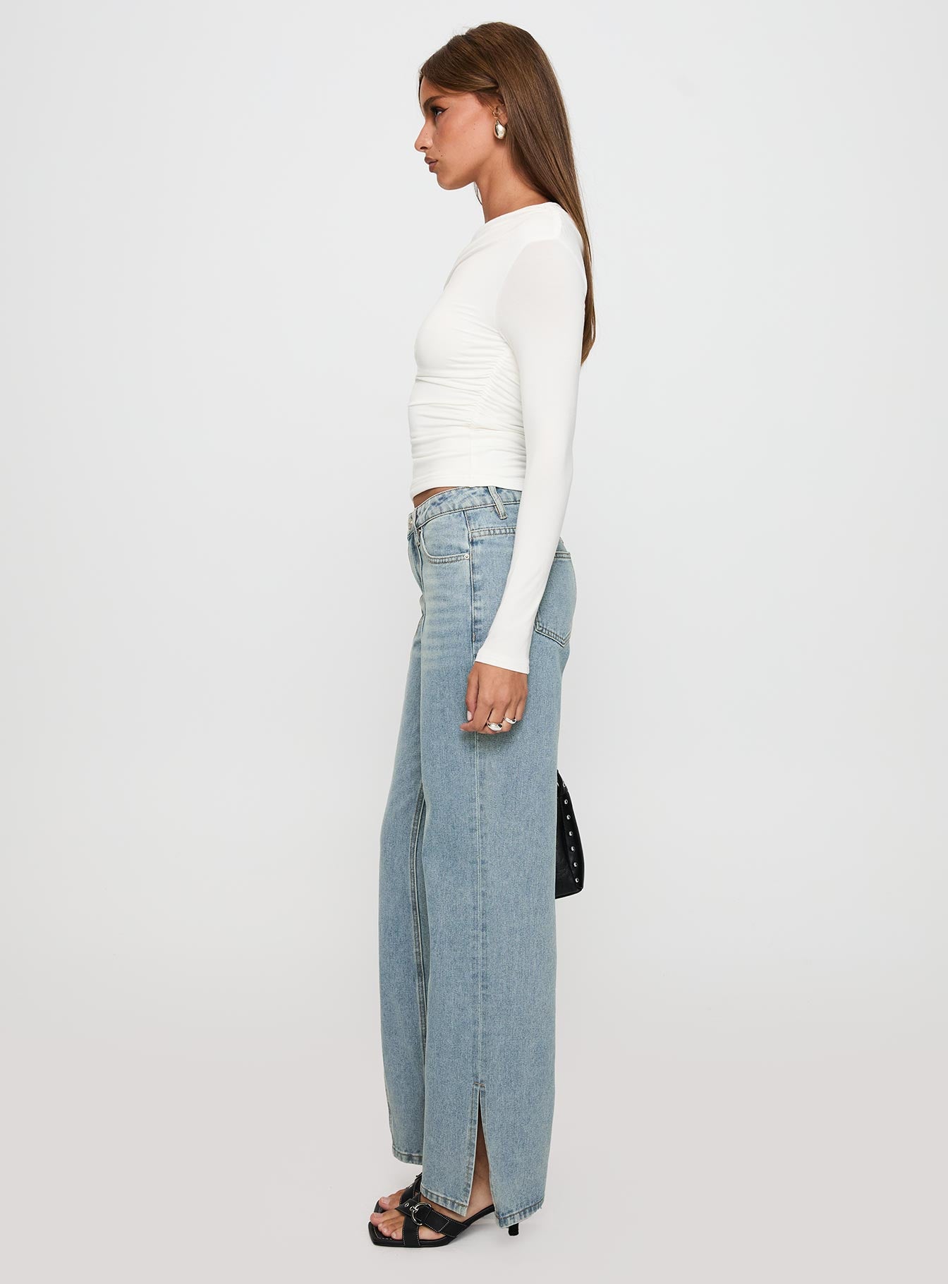White Mustang Side Split Jean Light Blue