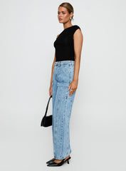 Chad Cargo Jeans Mid Wash Denim