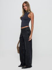 Serenitia Mid Rise Relaxed Jeans Washed Black Tall
