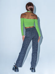 Text Me Straight Leg Flare Denim Jeans Black