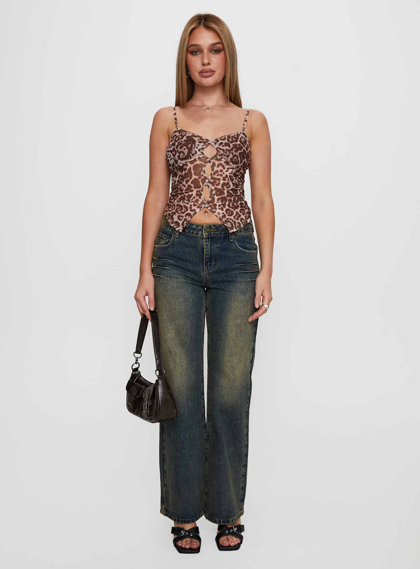 Inverness Pinched Detail Wide Leg Jean Tea