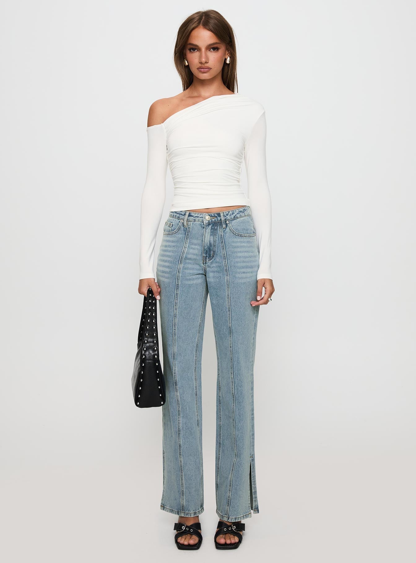 White Mustang Side Split Jean Light Blue