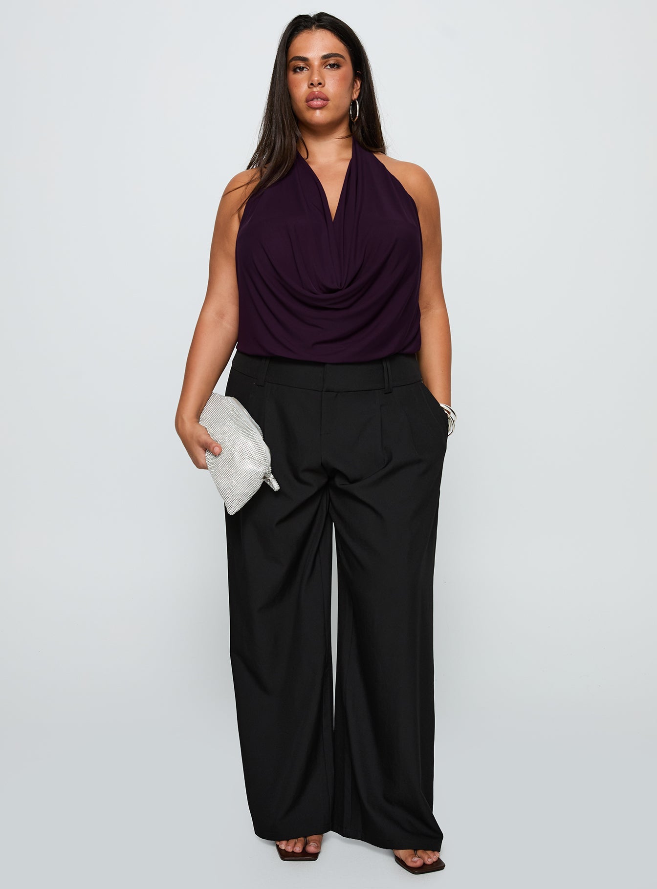 Carefree Days Cowl Neck Top Purple Curve