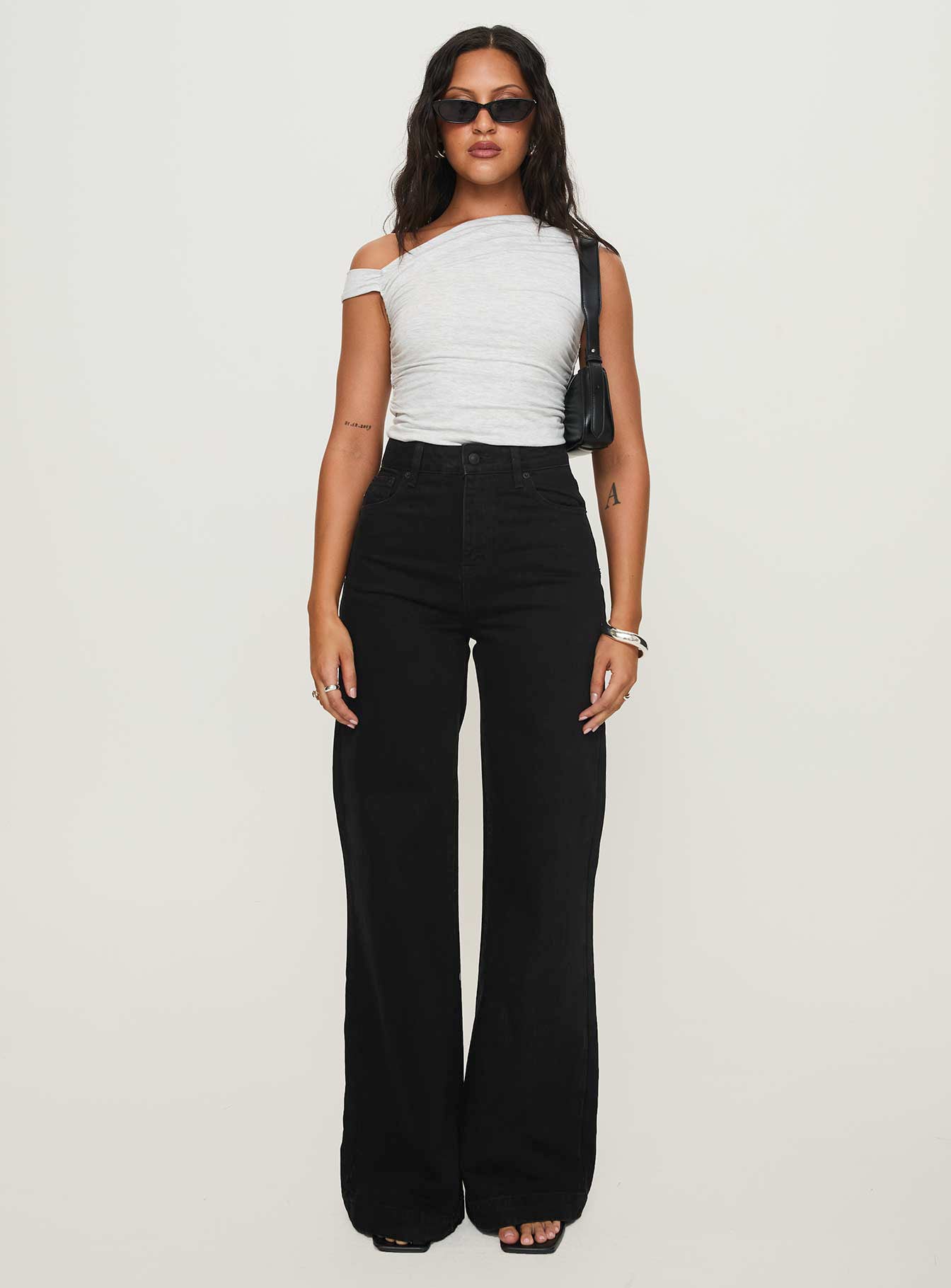 Goldie High Wide Jean True Black