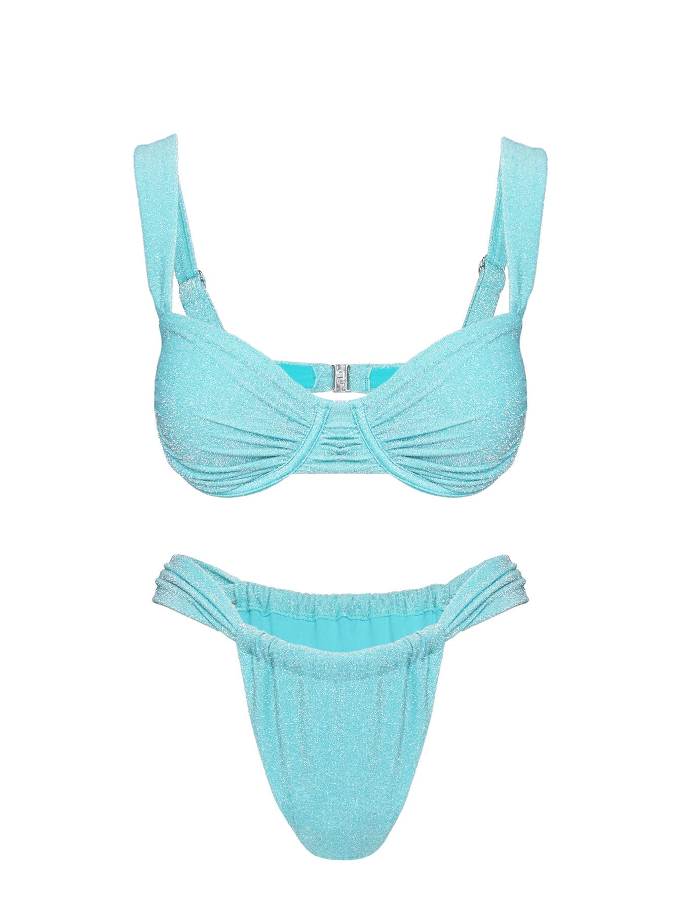 Siella Underwire Glitter Bikini Top Blue